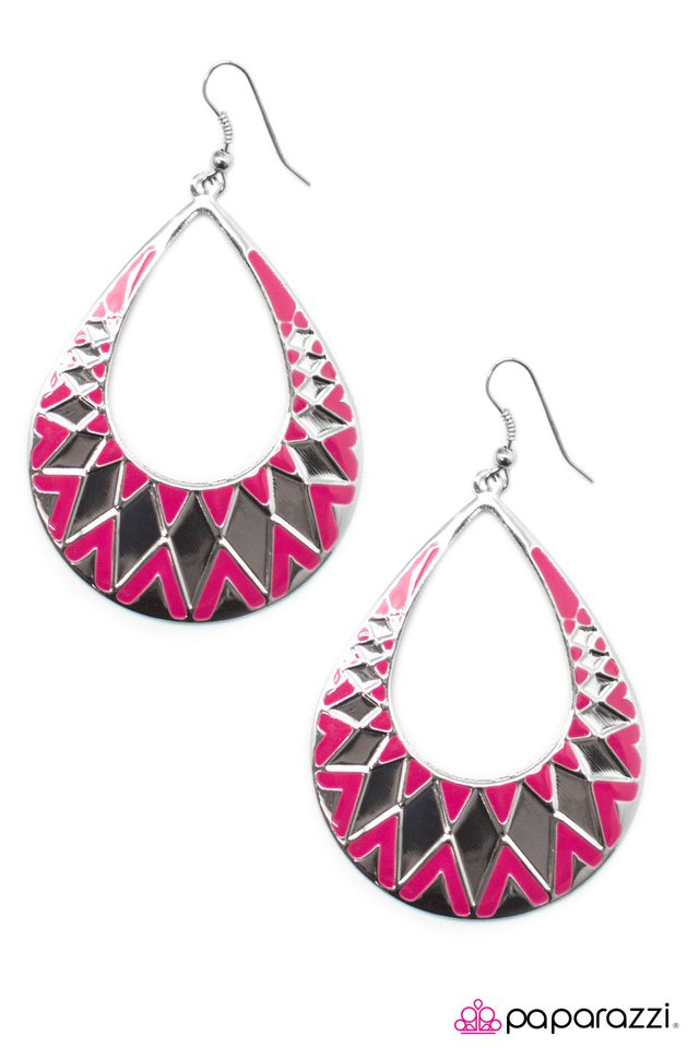 Paparazzi ♥ Shattered - Pink ♥ Earrings