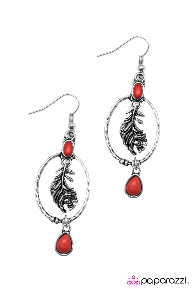 Paparazzi ♥ Wings Are Made To Fly - Red ♥ Earrings