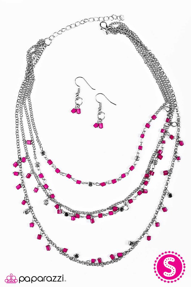 Paparazzi ♥ BLOCK Star - Pink ♥ Necklace