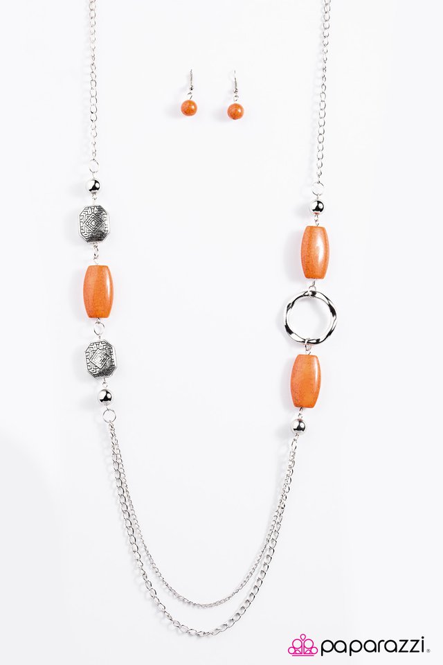 Paparazzi ♥ Right On Time - Orange ♥ Necklace