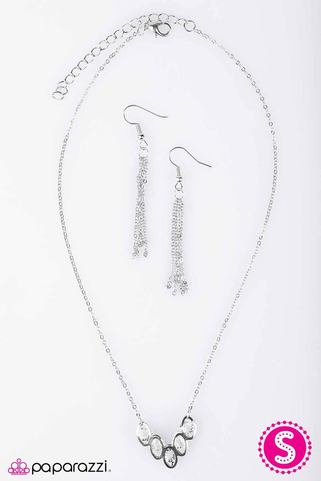 Paparazzi ♥ Flying V - White ♥ Necklace