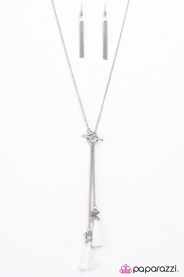Paparazzi ♥ The Tassel Train - White ♥ Necklace