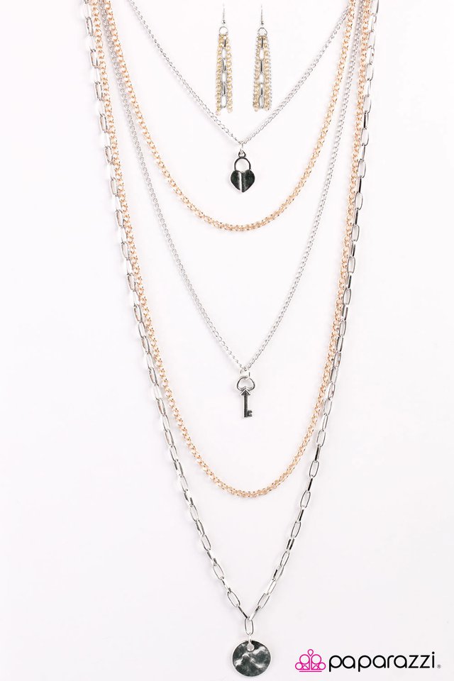 Paparazzi ♥ Right On Key - Gold/Silver ♥ Necklace
