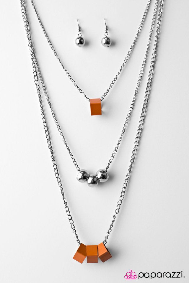 Paparazzi ♥ Fair and Square - Orange ♥ Necklace