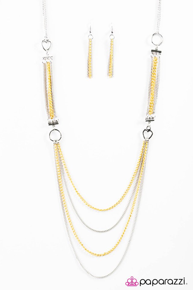 Paparazzi ♥ A Good Man Is HEART To Find - Yellow ♥ Necklace