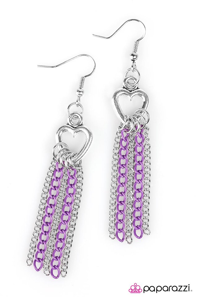 Paparazzi ♥ Two Of Hearts - Purple ♥ Earrings