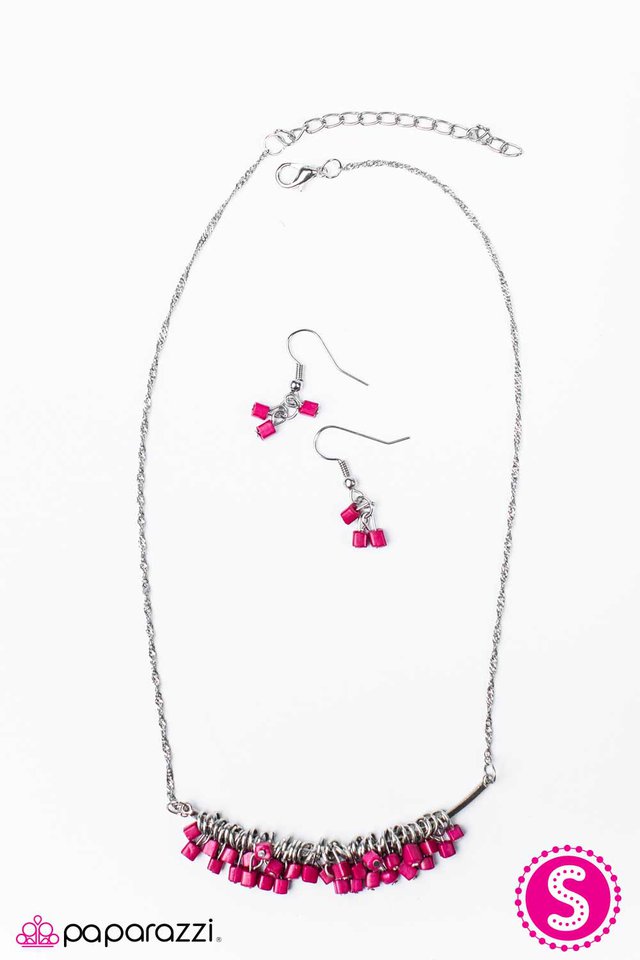Paparazzi ♥ Cube Jive - Pink ♥ Necklace