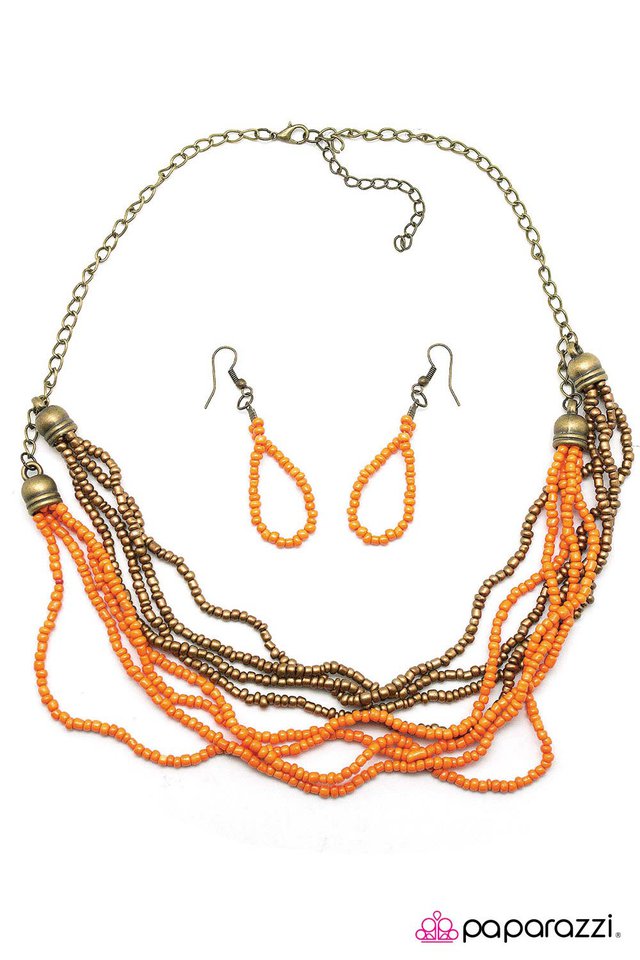 Paparazzi ♥ Blazing A Trail - Orange ♥ Necklace