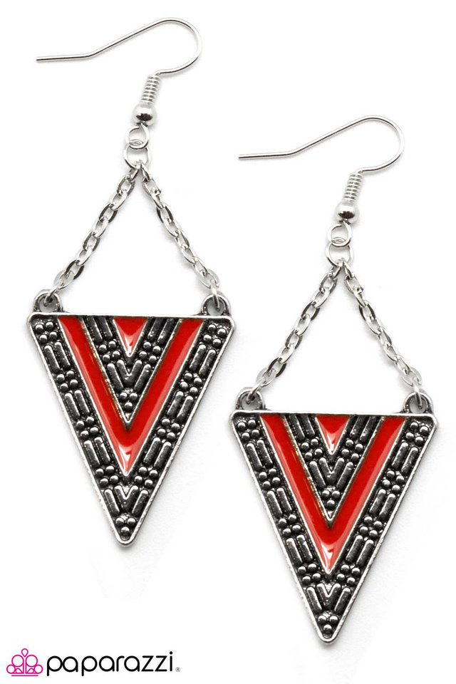 Paparazzi ♥ Tri-A-New-Angle - Red ♥ Earrings
