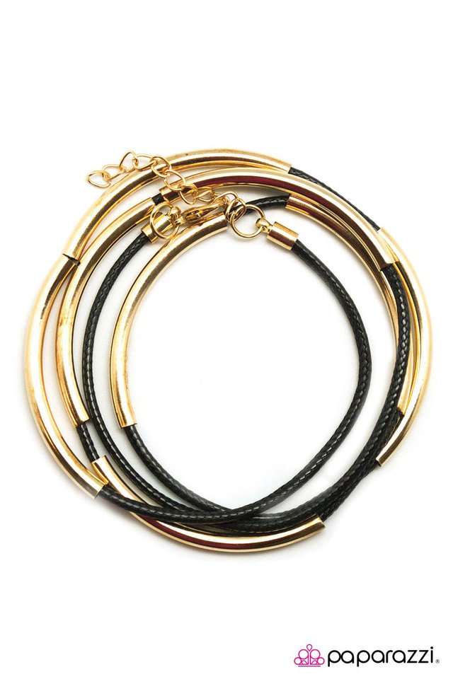 Paparazzi ♥ SLIDE Of Hand - Black/Gold ♥ Bracelet