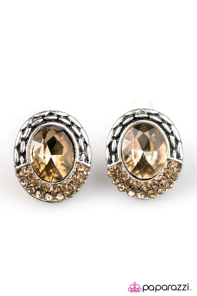 Paparazzi ♥ Go Go GLITTER - Brown Post ♥ Post Earrings