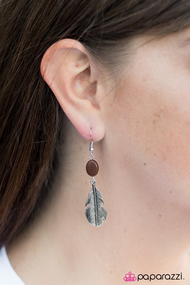 Paparazzi ♥ FLIGHT Of Day - Brown ♥ Earrings-product_sku