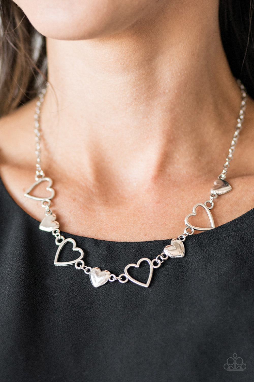 Paparazzi ♥ Hustle and Heart - Silver ♥  Necklace