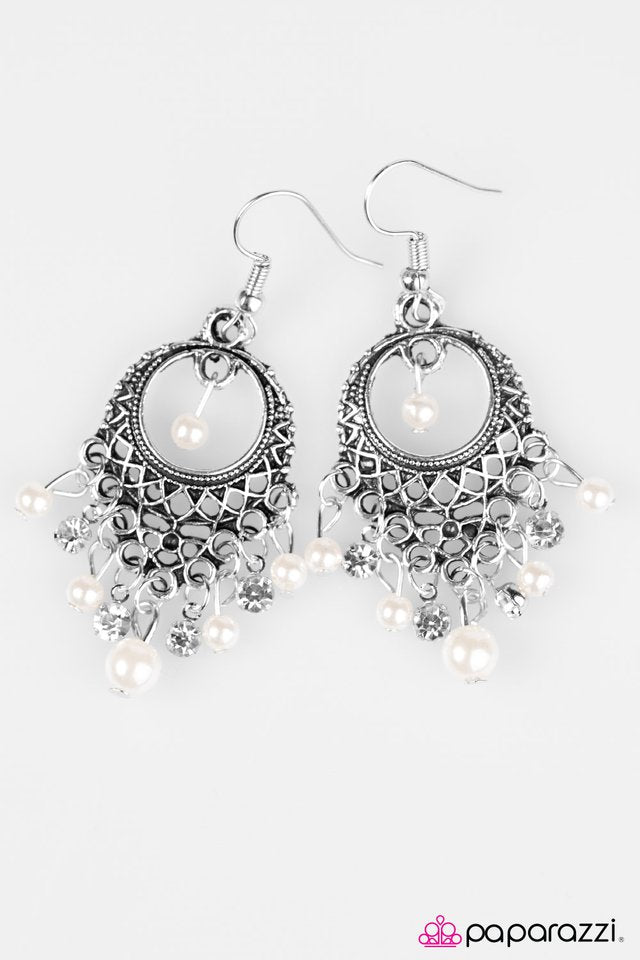 Paparazzi ♥ Paris After Midnight - White ♥ Earrings