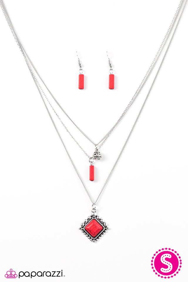 Paparazzi ♥ Leave No SANDSTONE Unturned - Red ♥ Necklace