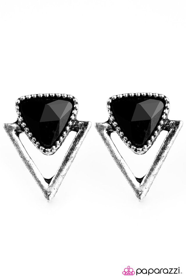 Paparazzi ♥ Mountain Shine - Black Post ♥ Post Earrings