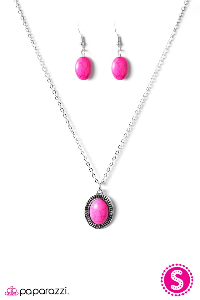 Paparazzi ♥ Cast In SANDSTONE - Pink ♥ Necklace-product_sku