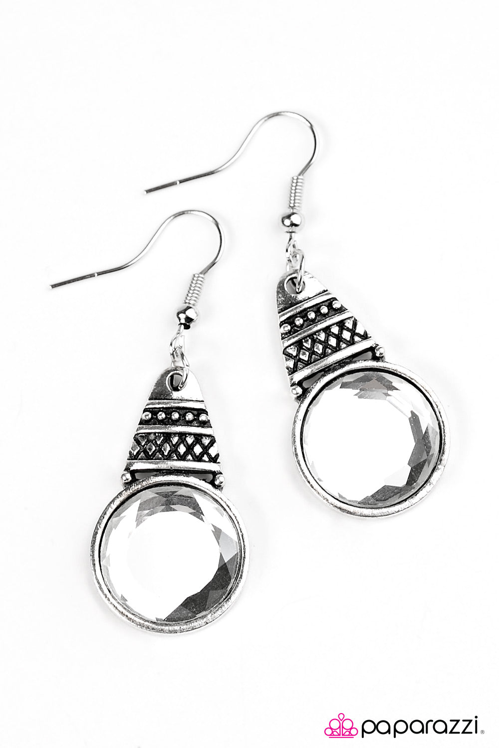 Paparazzi ♥ A Touch Of GLASS - White ♥  Earrings