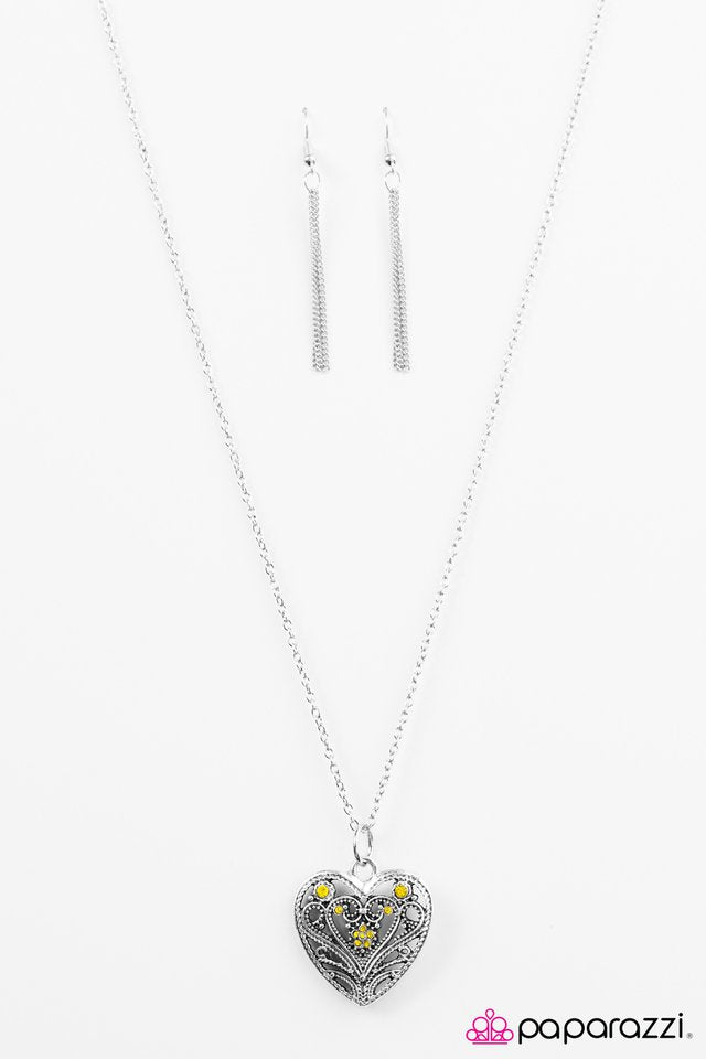Paparazzi ♥ Wandering Heart - Yellow ♥ Necklace