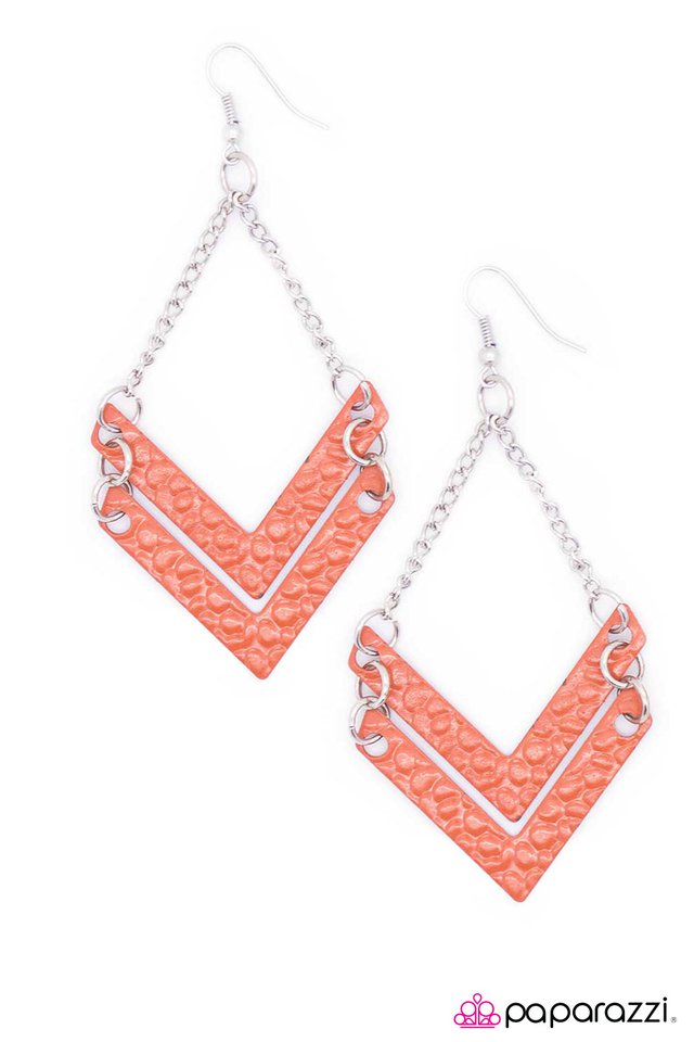Paparazzi ♥ Proceed with Caution - Orange ♥ Earrings