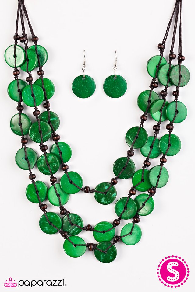 Paparazzi ♥ Tiki Tango - Green ♥ Necklace