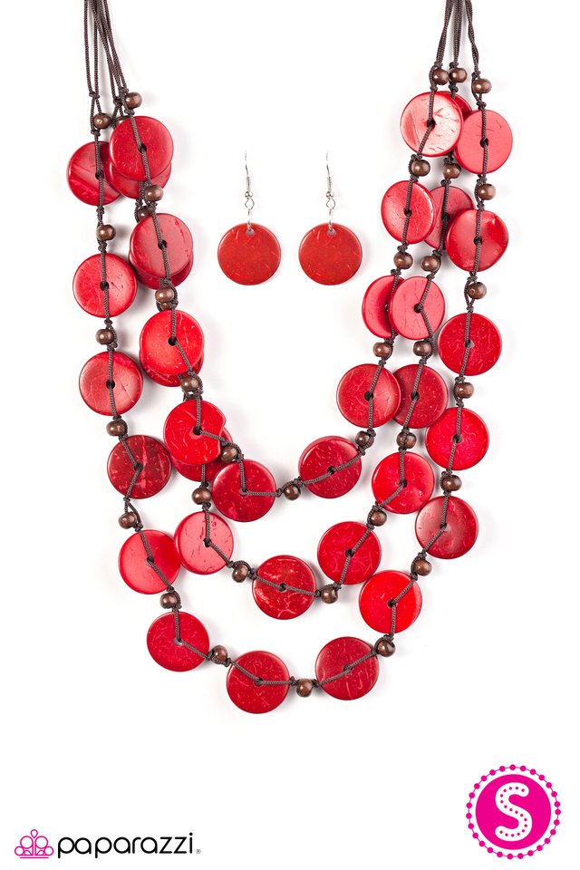 Paparazzi ♥ Tiki Tango - Red ♥ Necklace