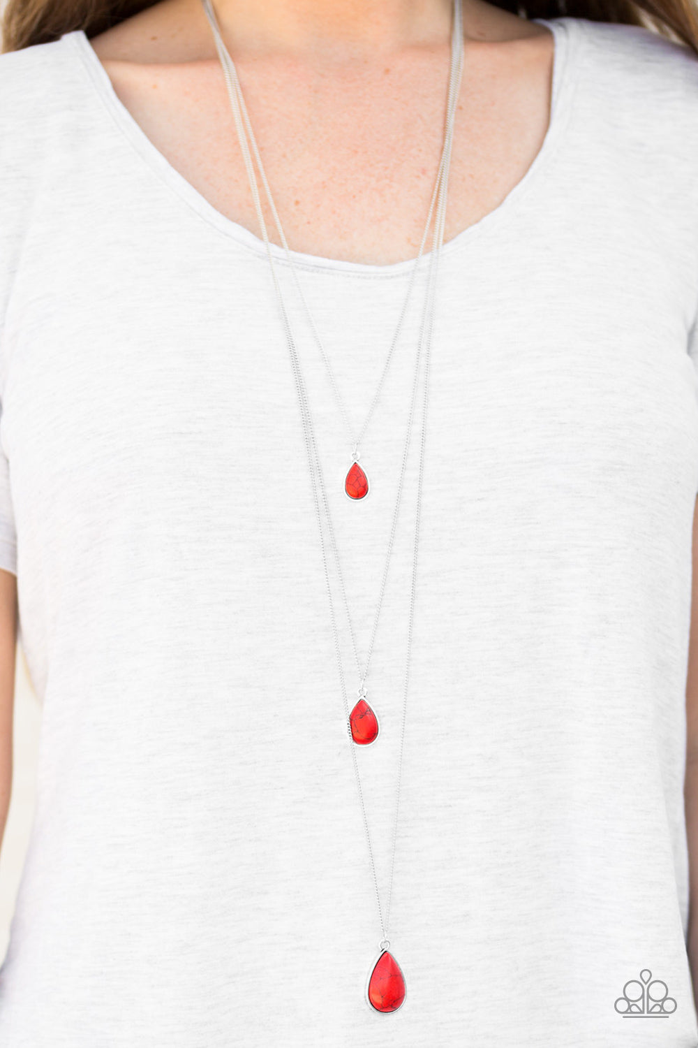 Paparazzi ♥ Mountain Tears - Red ♥  Necklace