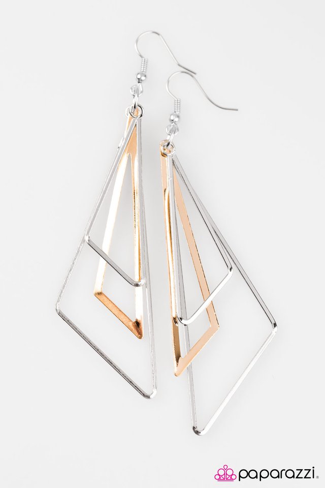 Paparazzi ♥ Triangle Trifecta - Gold ♥ Earrings