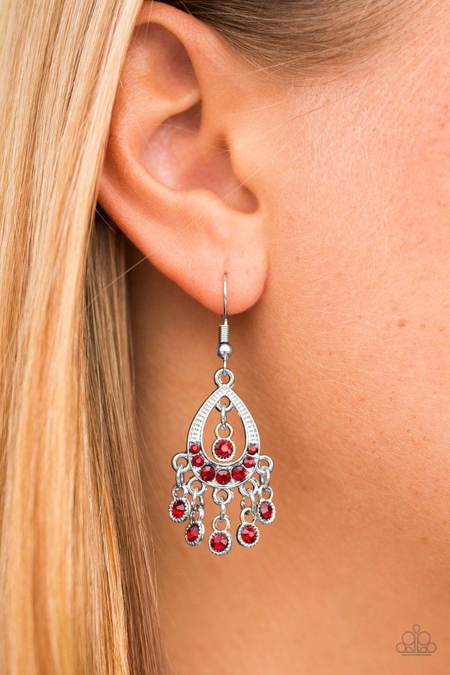 Paparazzi ♥ Catch Some Sparkle - Red ♥ Earrings
