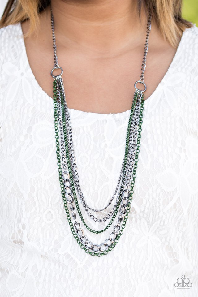 Paparazzi ♥ Moto Motivation - Green ♥ Necklace