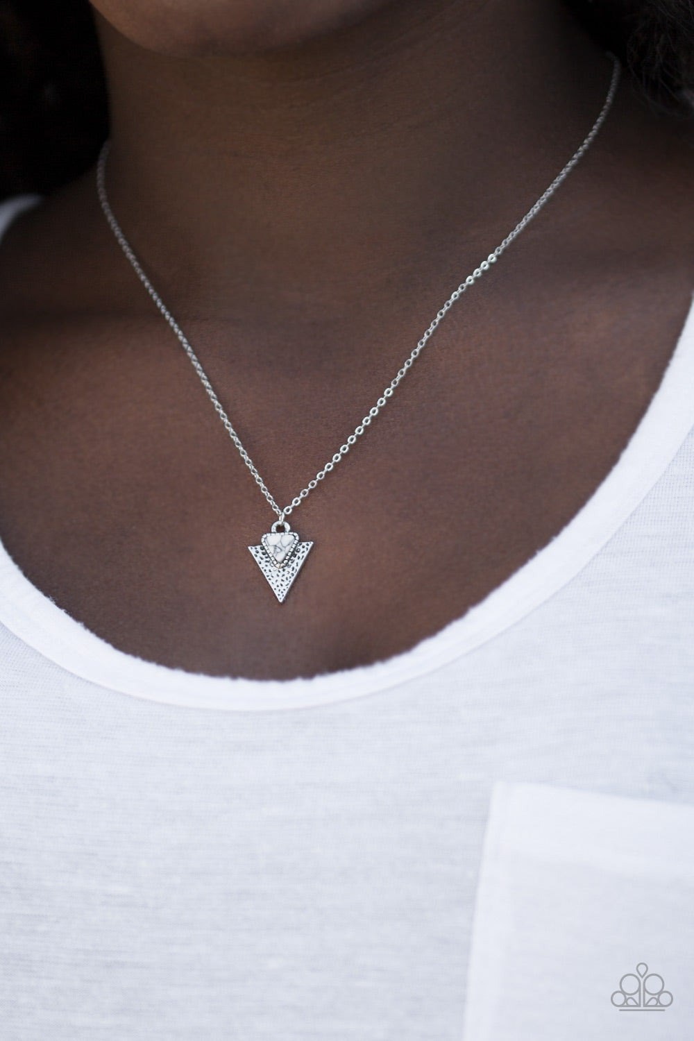 Paparazzi ♥ Over My ARROWHEAD - White ♥  Necklace