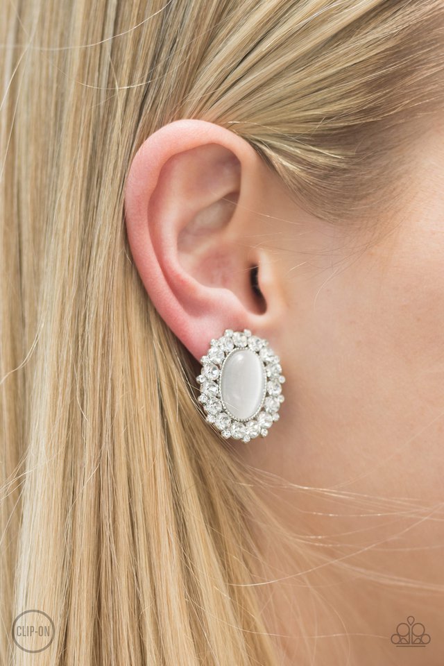 Paparazzi ♥ On The Money - White Clip-On ♥ Clip-On