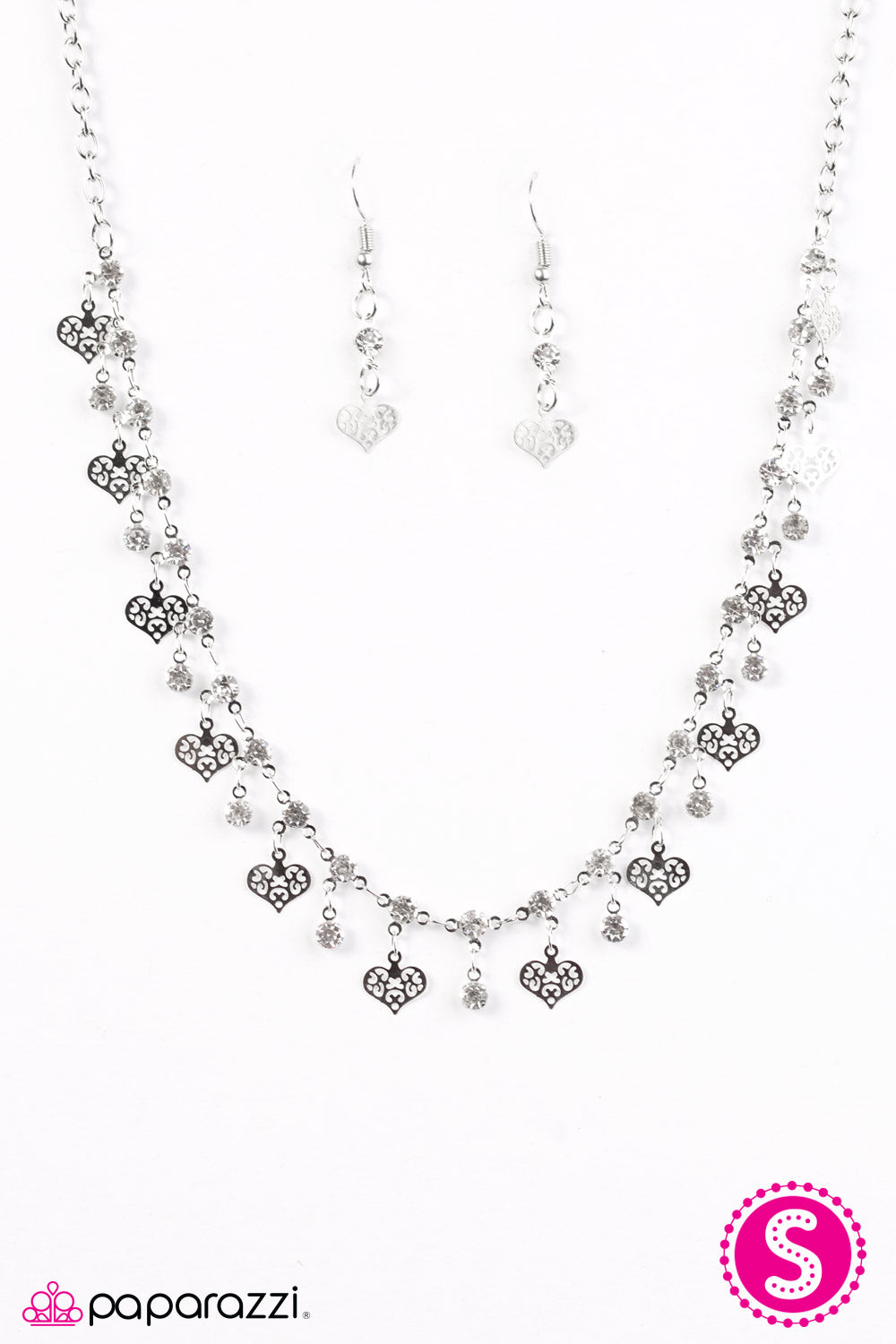 Paparazzi ♥ With Open Hearts - White ♥  Necklace