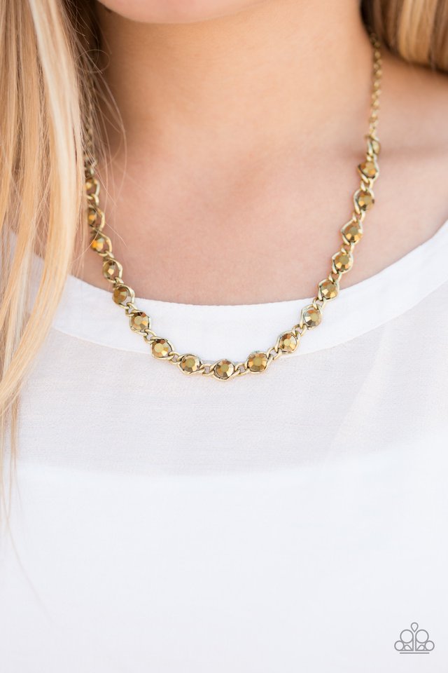 Paparazzi ♥ Shes A GLAM-eater - Brass ♥ Necklace