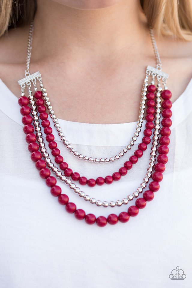 Paparazzi ♥ A FOUR-ce To Be Reckoned With - Red ♥ Necklace