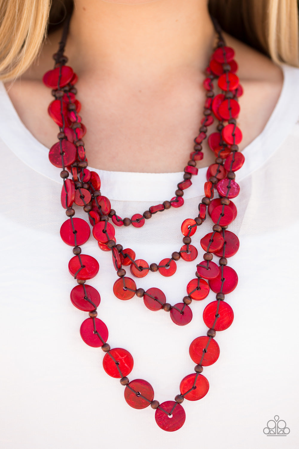 Paparazzi ♥ Fiji Flair - Red ♥  Necklace
