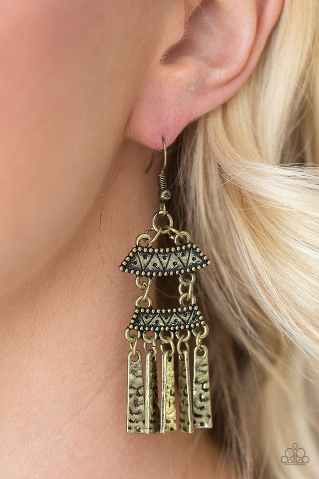 Paparazzi ♥ No Mans ISLAND - Brass ♥ Earrings