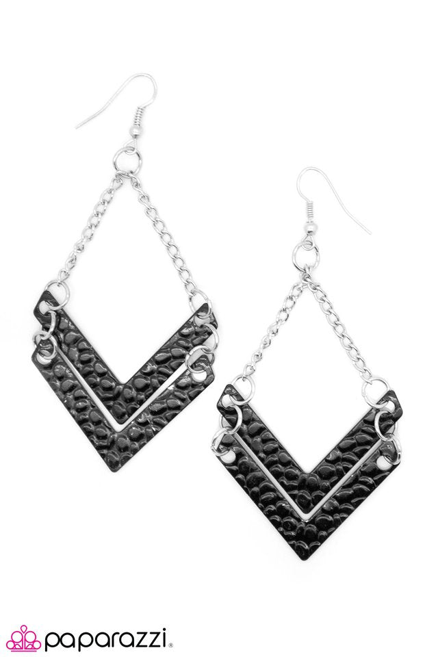 Paparazzi ♥ Proceed with Caution - Black ♥ Earrings