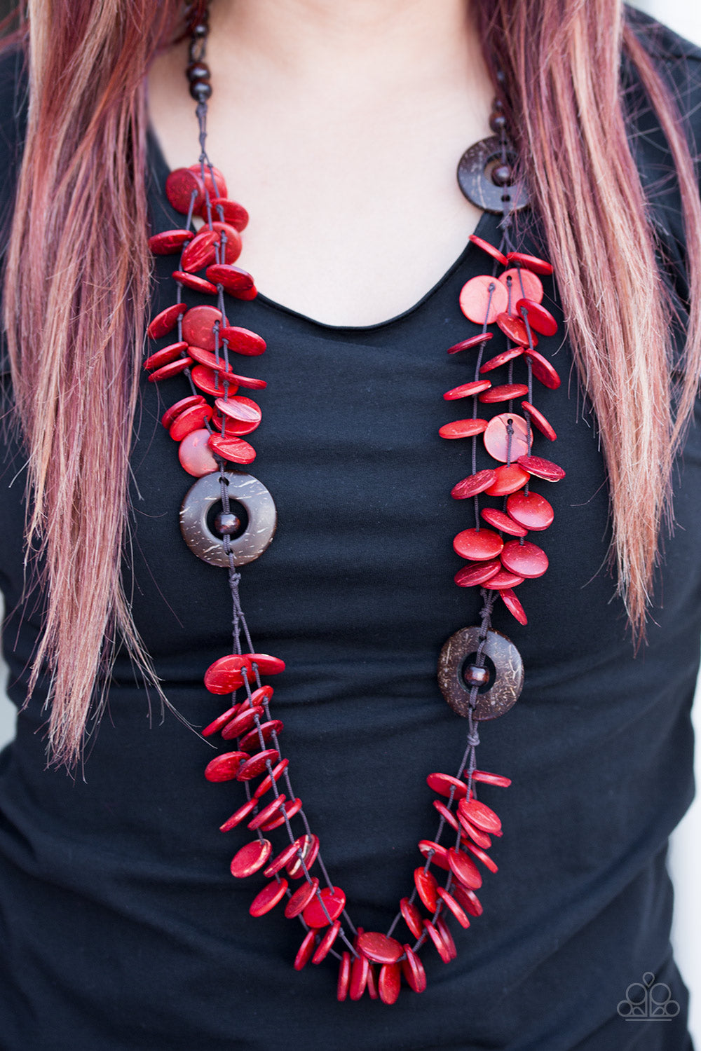 Paparazzi ♥ Greetings From Tahiti - Red ♥  Necklace