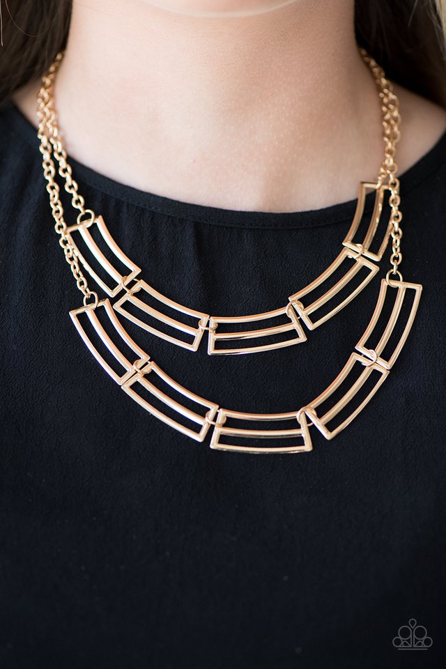 Paparazzi ♥ Right On Track - Gold ♥ Necklace