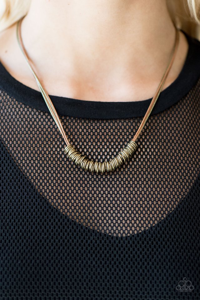 Paparazzi ♥ RING To Attention - Brass ♥ Necklace