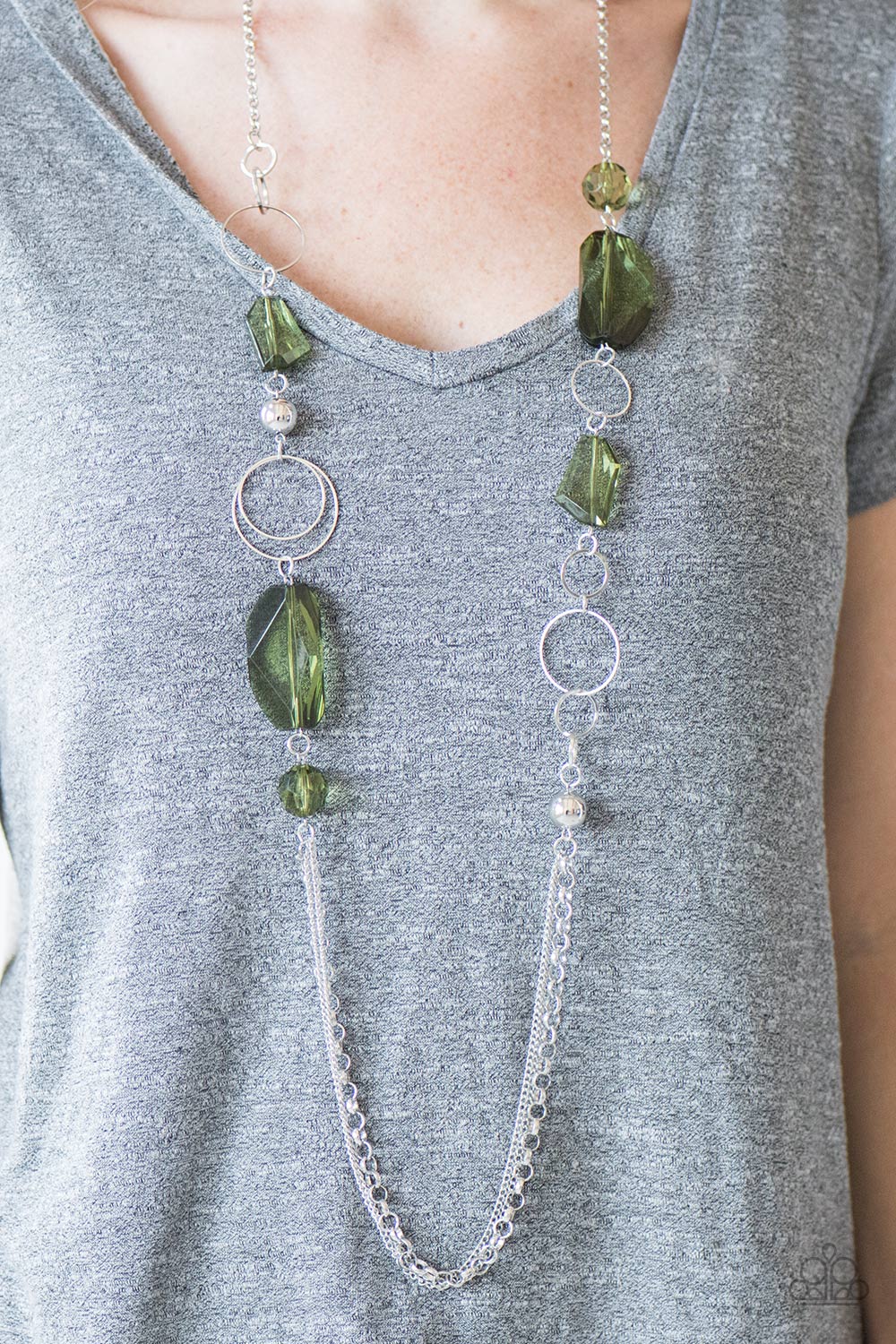 Paparazzi ♥ A JEWEL In The Rough - Green ♥  Necklace
