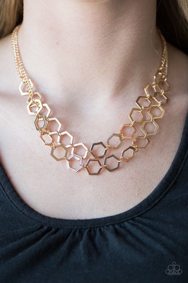 Paparazzi ♥ HEX In Line - Gold ♥ Necklace
