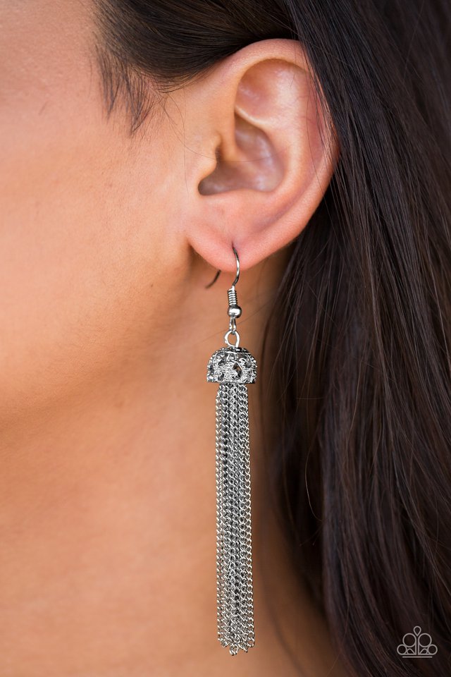 Paparazzi ♥ Tango With Tassel - Silver ♥ Earrings