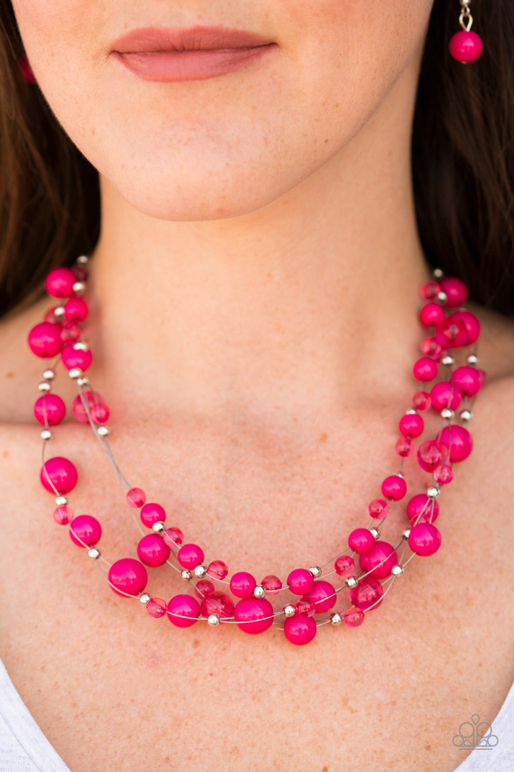 Paparazzi ♥ Set The World On WIRE - Pink ♥  Necklace