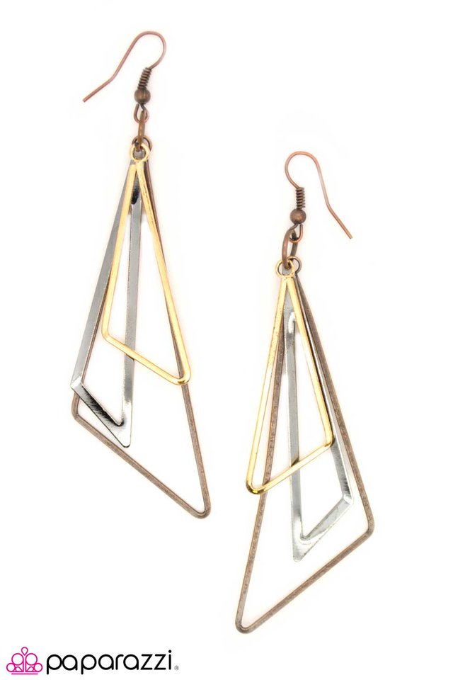 Paparazzi ♥ Triangle Trifecta - Copper ♥ Earrings