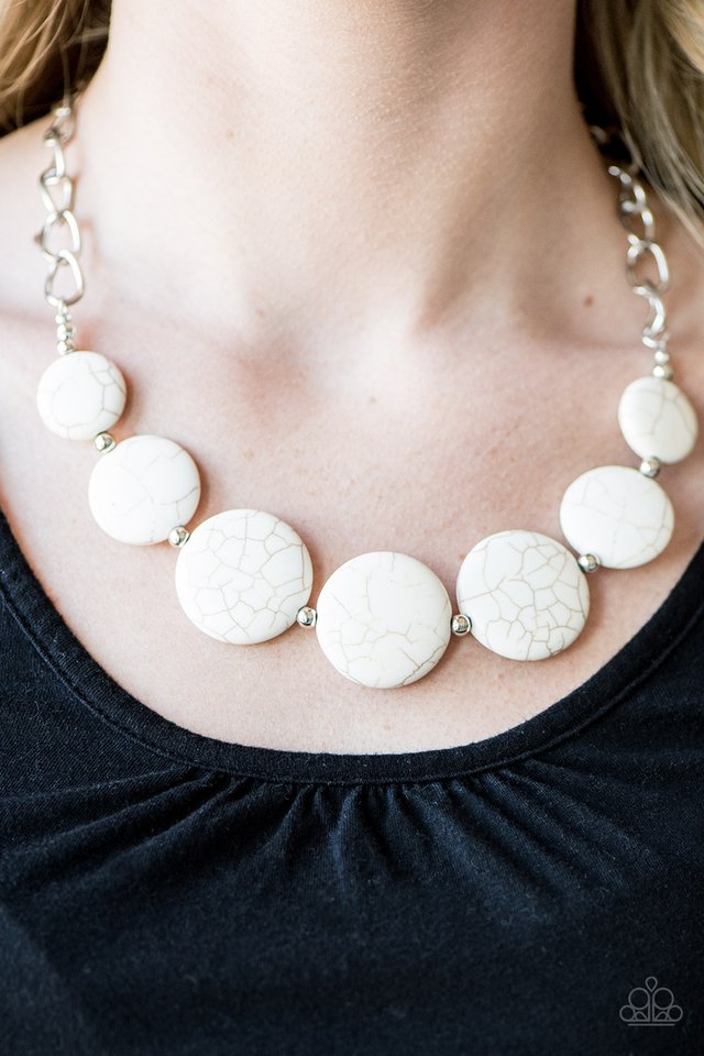 Paparazzi ♥ Bedrock Betty - White ♥ Necklace