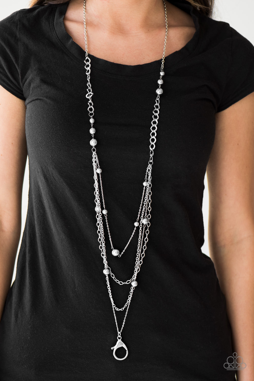 Paparazzi ♥ Boss Shimmer - Silver Lanyard ♥  Lanyard