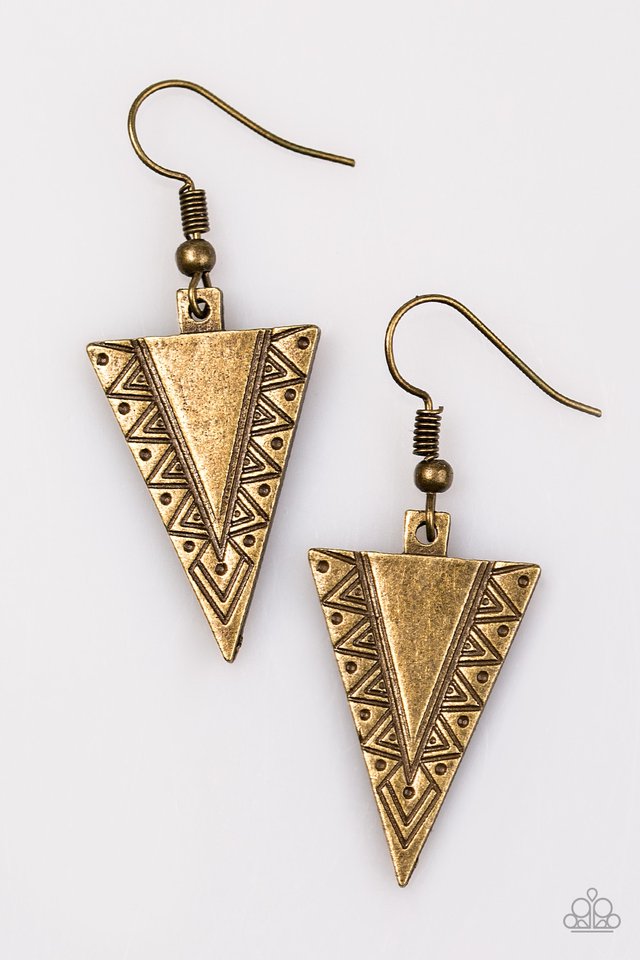 Paparazzi ♥ Sharpen Up - Brass ♥ Earrings