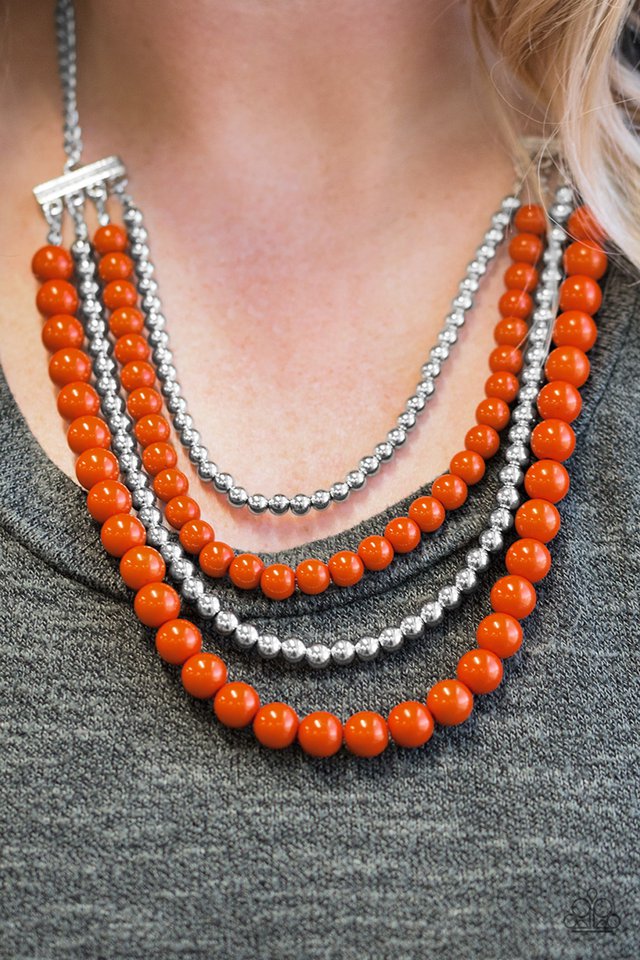 Paparazzi ♥ A FOUR-ce To Be Reckoned With - Orange ♥ Necklace
